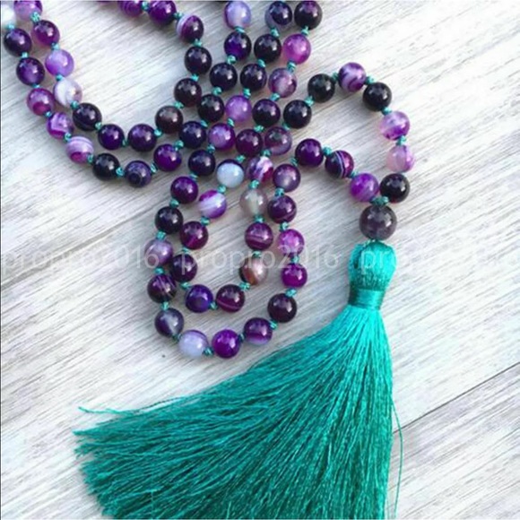 Charged✨ Beautiful Purple Agate Mala Gemstone - Picture 2 of 4